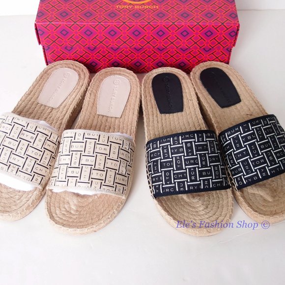 ** SOLD!!** NIB Tory Burch Logo Grosgrain Ribbon Woven Slide Cream US 8 - Picture 16 of 16